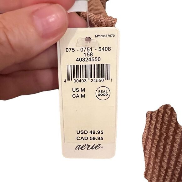 Aerie NWT tan one piece swimsuit size medium - Picture 7 of 11